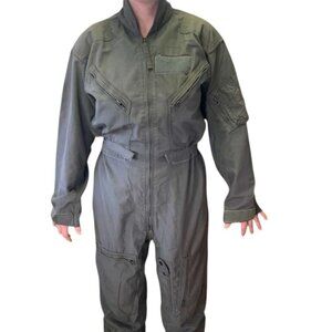 US Military Flyer’s Coveralls Flight Suit USA Air Force Overalls Green Vintage